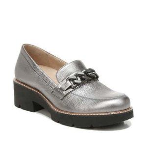 Naturalizer Silver Loafers with Black Sole